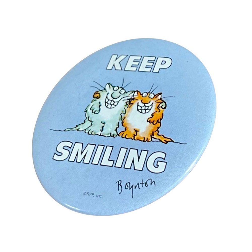 Boynton 'Keep Smiling' Button Pin Back Vintage - image 1